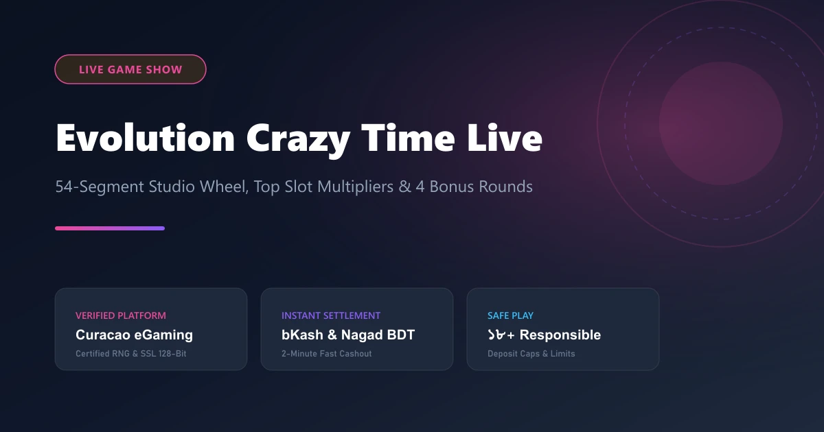 Evolution Crazy Time Live Studio Wheel Multipliers and Bonus Rounds